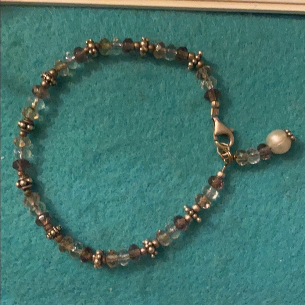 Sterling s amethyst rock Crystal stone bracelet